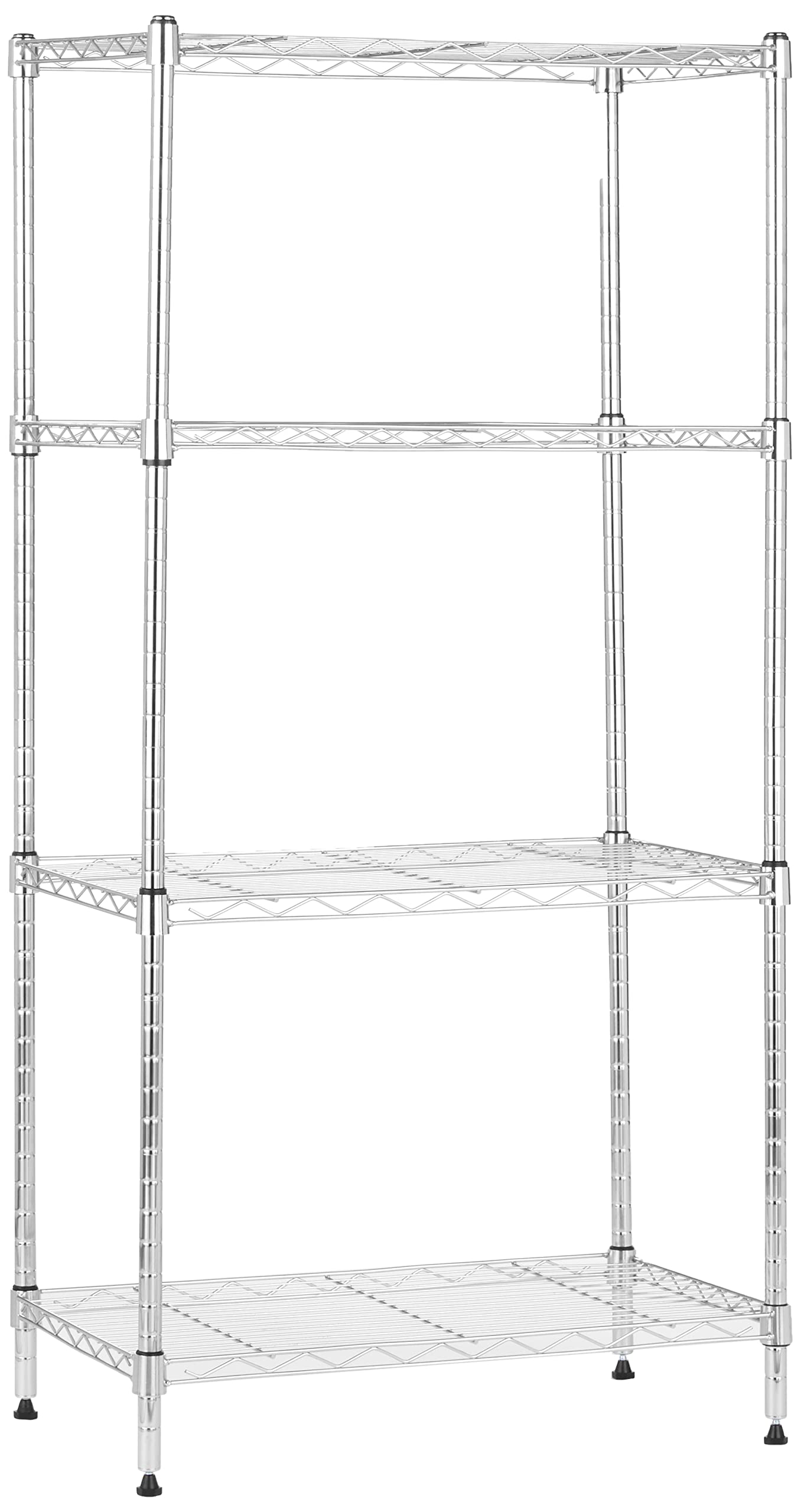 Amazon Basics 3-Shelf Adjustable Heavy Duty Steel Wire Rack Storage Shelving Organizer for Kitchen, Garage, 23.2" L x 13.4" W x 30" H, Black