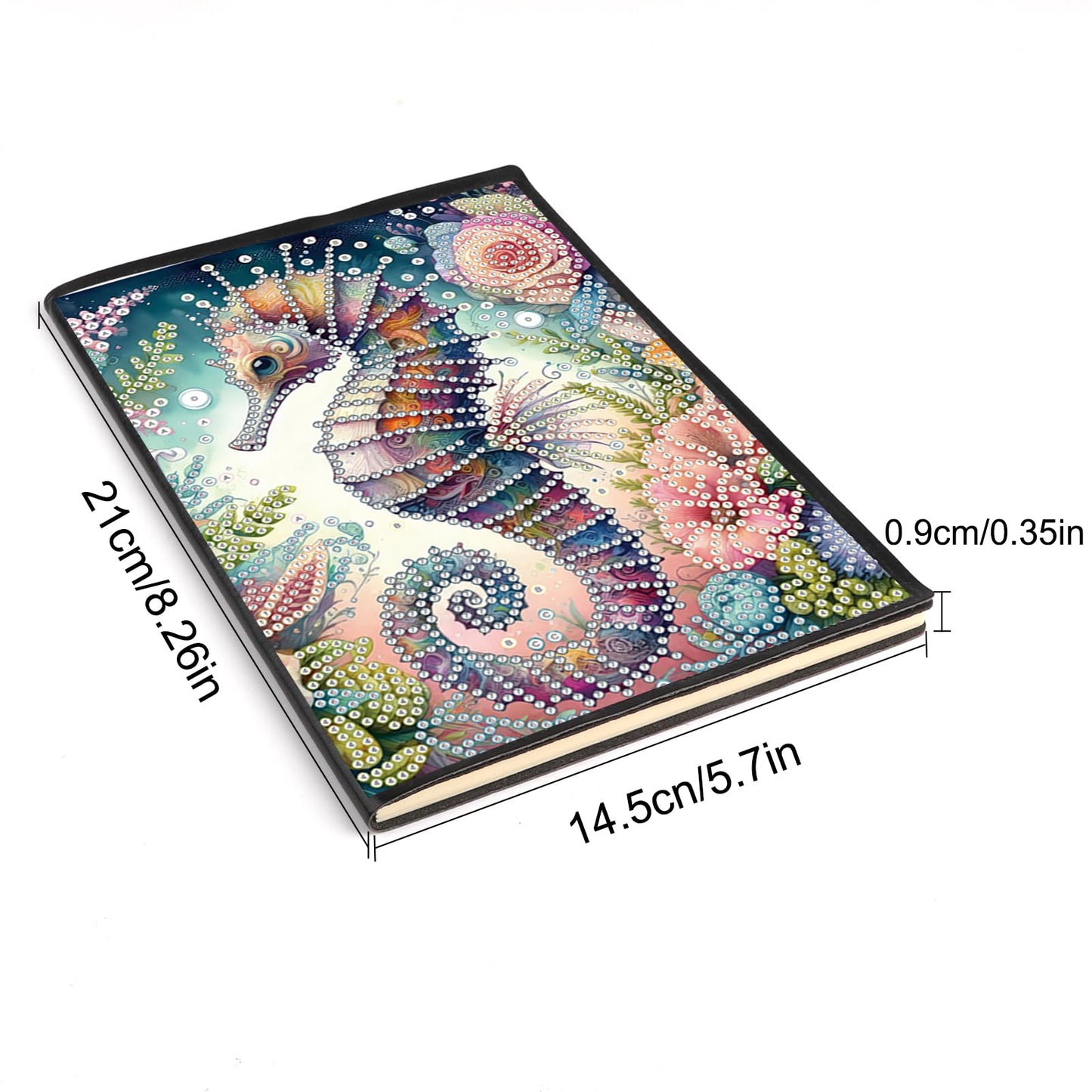 JISHSHAY Diamond Art Notebook Journal Diamond Painting Note Book Gem Art Sketchbook Gem Painting Diary Mosaic Kits for Adults Blank Notebook with Special Shaped 14.5×21cm/5.7×8.26in Sea Horse
