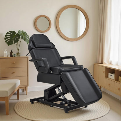 BarberPub Fully Electric Facial Bed with 3 Motor for Esthetician, Electric Tattoo Chair for Client, Facial Bed for Esthetician, Massage Adjustment 2751 (Black, Height (Flat): 25.2"–37")