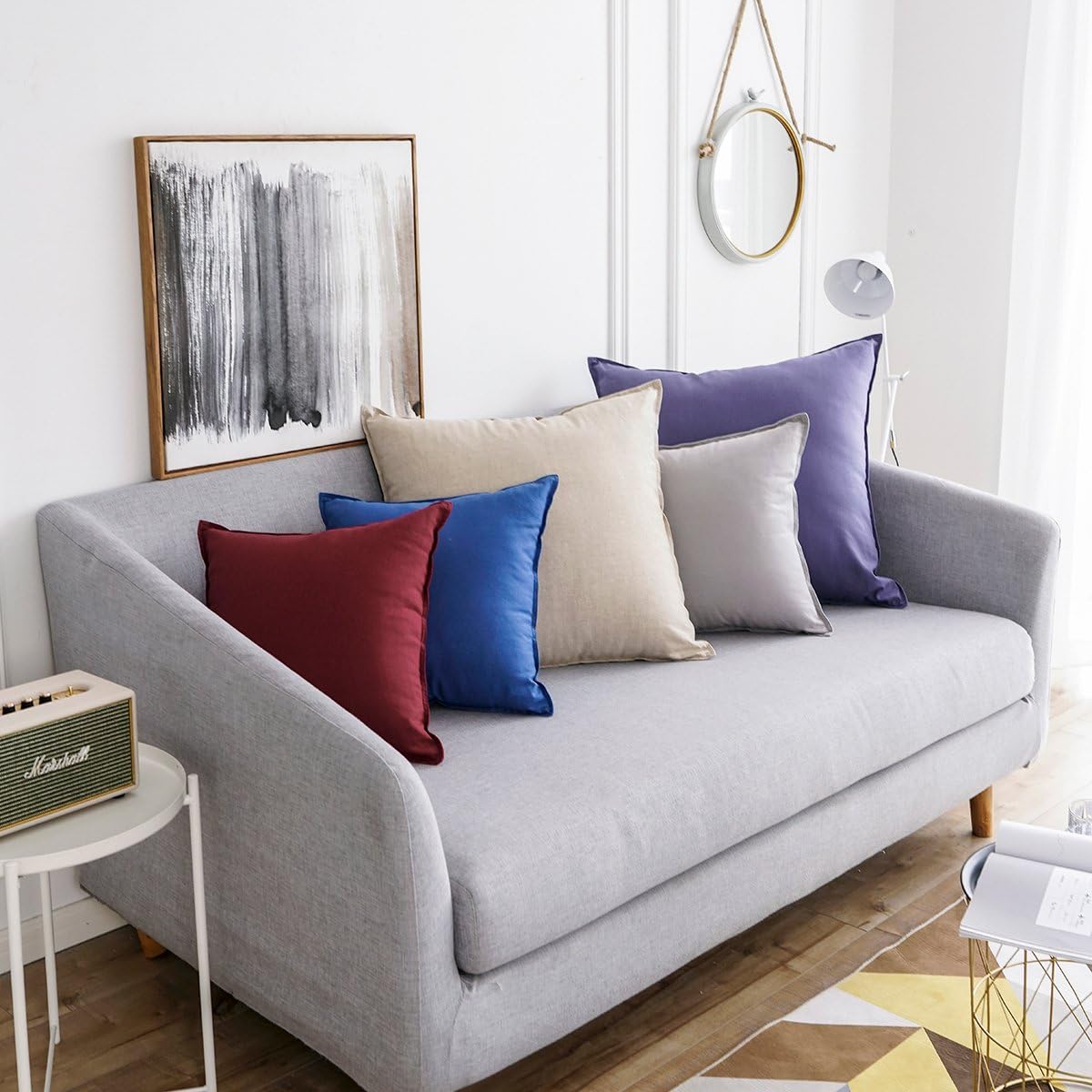 26"x26" (65 65cm), Jeanerlor Decorative Cotton Linen Couch Throw Pillow Case Yellow for Sofa Durable Classy