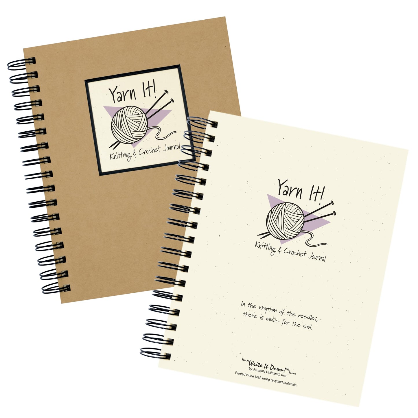 Write it Down series by Journals Unlimited, Guided Journal, Yarn It!, Knitting & Crochet Journal, Full-size 7.5"x 9", Kraft Hard Cover, Made in USA
