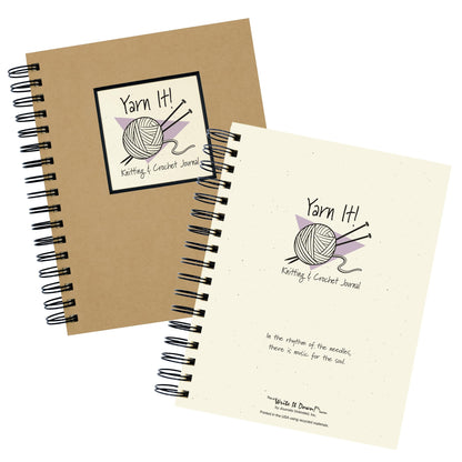 Write it Down series by Journals Unlimited, Guided Journal, Yarn It!, Knitting & Crochet Journal, Full-size 7.5"x 9", Kraft Hard Cover, Made in USA
