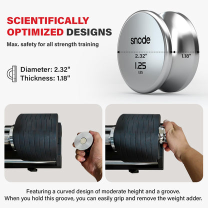 SNODE AD80 Cast Iron Adjustable Dumbbell 80lb with 8 weight adders - Adjustable Weights, Anti-Slip Metal Handle, Compact Design, Adjust in Second, Advanced Strength Training Home Gym for Men and Women