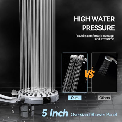 VOXON Magnetic High Pressure Shower Head, 10-Mode Handheld Shower Head, Built-in 2 Power Wash, Adjustable Shower Head with Handheld with Magnetic Docking & 60'' Hose, 2.5 GPM Showerhead with 5'' Face