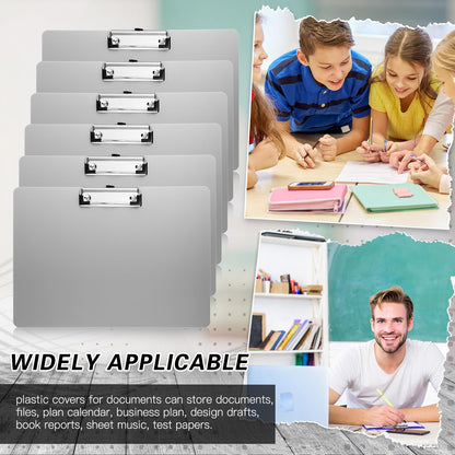 Qilery 6 Pcs Landscape Clipboard 12 x 9 Inches Plastic Large Clipboard Horizontal Clipboard with Low Profile Metal Clip Art Sketch Board Drawing Clipboard for Home Office School Files Papers Supplies