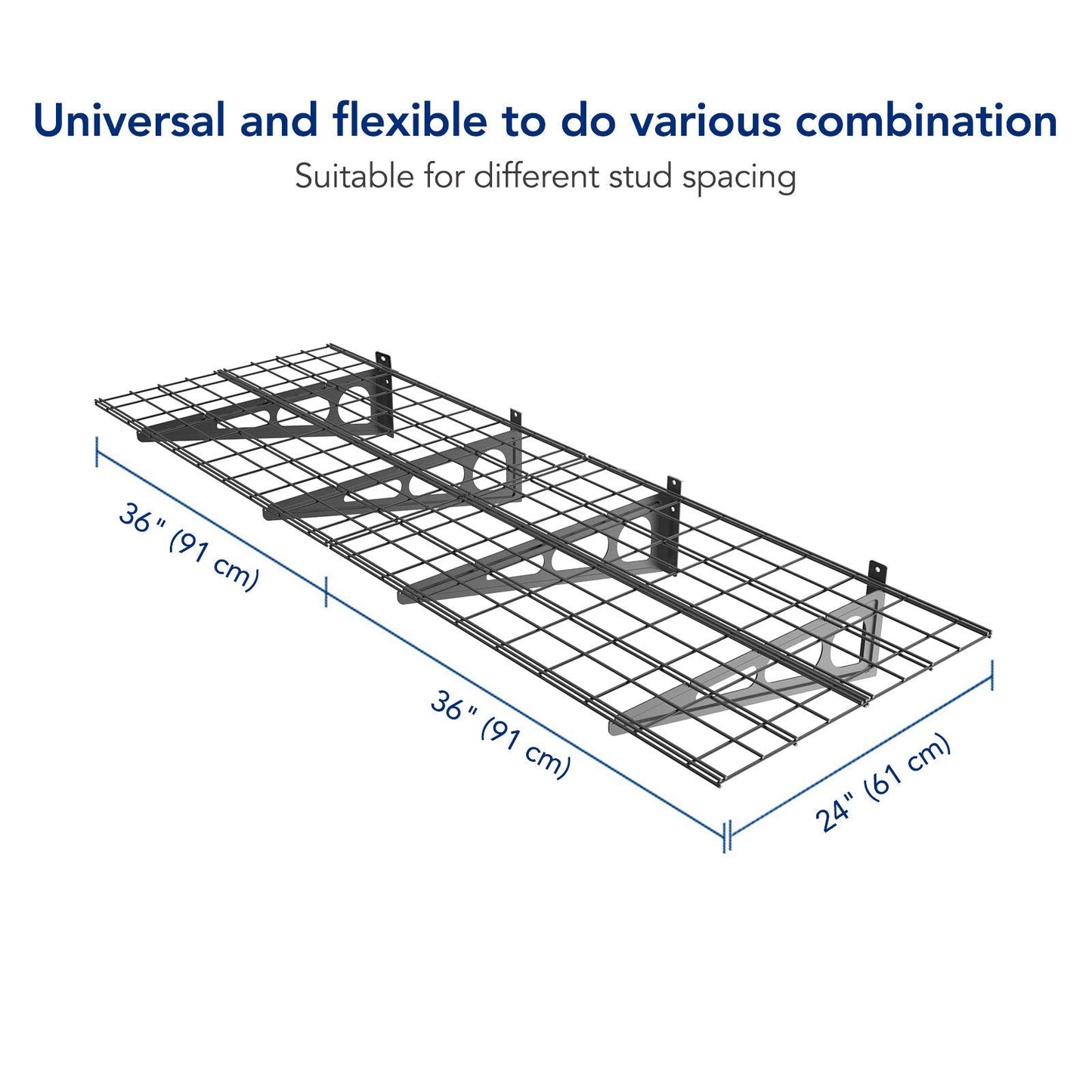 FLEXIMOUNTS 4-Pack 2x6ft 24-inch-by-72-inch Wall Shelf Garage Storage Rack Floating Shelves, Black, Classic Series
