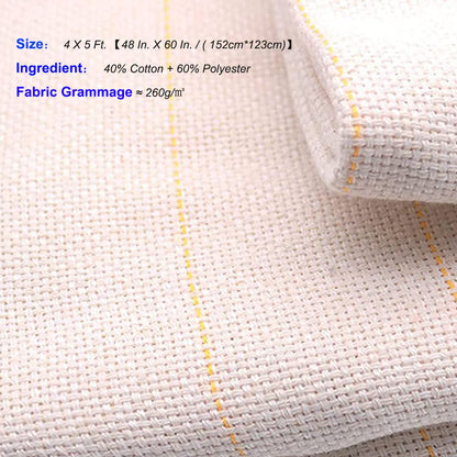 Y-Axis Punch Needle Cloth with Marked Lines for Rugs Tufting Embroidery, Monks Cloth, with 2 Fabric Marker Pens (4 x 5 Ft.)