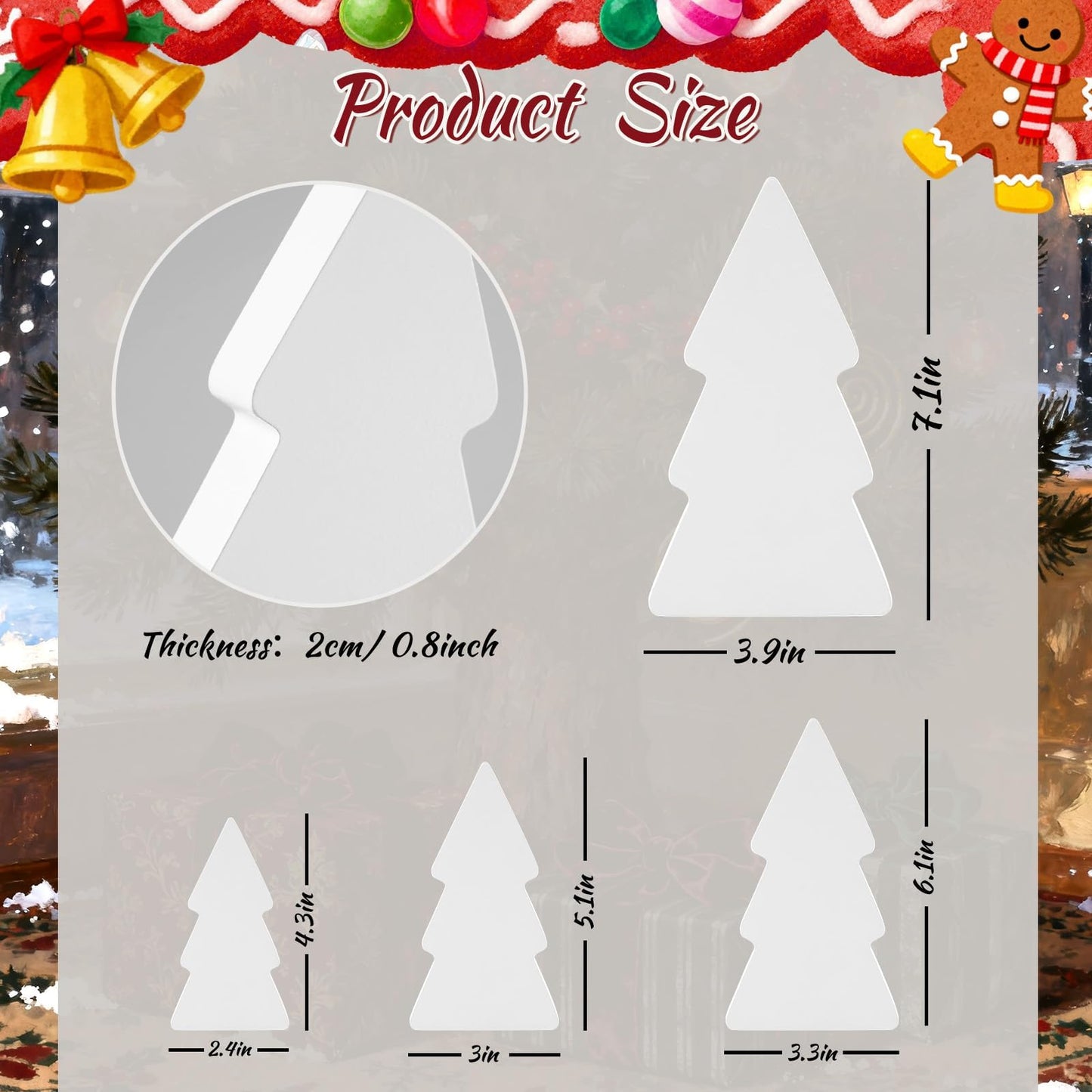 APUDWN 4Pcs Wooden Christmas Tree for Crafts White Unfinished Wood Xmas Tree Table Signs to Paint Blank Christmas Freestanding Block Cutouts for Tiered Tray Home Kitchen Office Shelf Living Room Decor