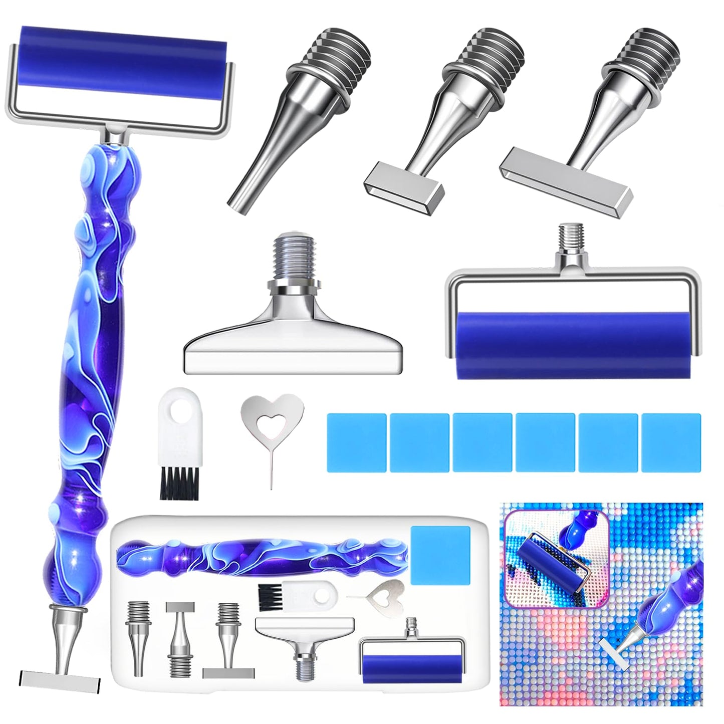 Huanlys Diamond Painting Pens, Diamond Art Pen Tools Accessories Kit with Thin Screw Steel Metal Tip Nibs, Roller for Art Crafts & Nail Art, Comfort Grip and Faster Drilling