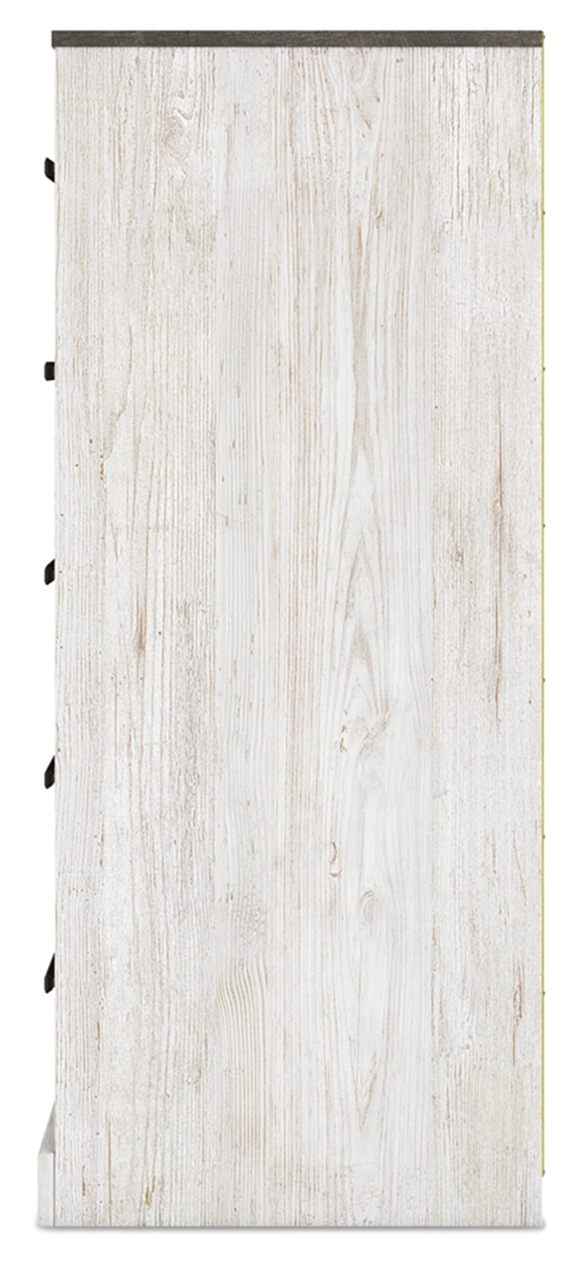 Signature Design by Ashley Shawburn Rustic 5 Drawer Chest of Smooth-Gliding Drawers and Safety Stop, White & Gray