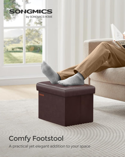 12.2 16.1 12.2 Inches, 286 lb ULSF100K02 SONGMICS Small Folding Storage Ottoman, Foot Rest Stool, Cube Footrest