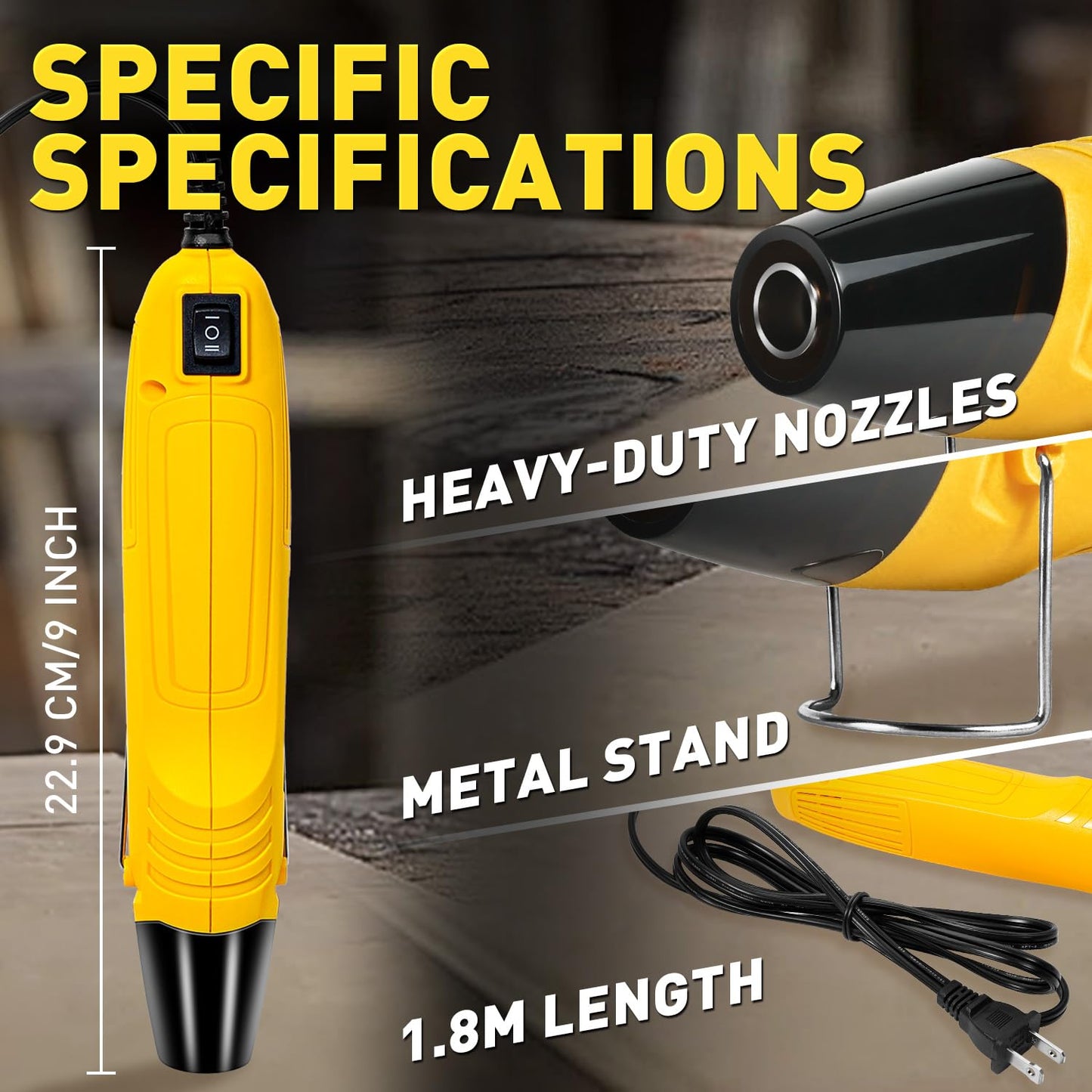 haisstronica Mini Heat Gun 350W+100pcs #10 & 100pcs 1/4" Blue Heat Shrink Ring Connectors