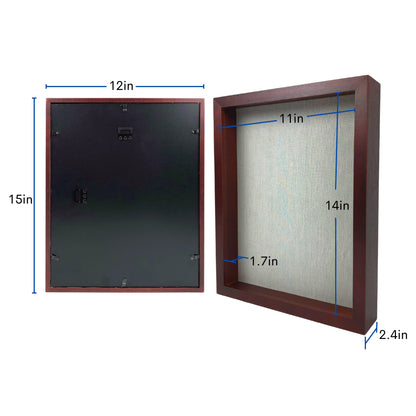 ILOT 11"x14" Solid Wood Mahogany Display Shadow Box Frame - Solid Wood Memory Box for Keepsakes (Picture Box, Military, Wedding, Graduation, and Flower Shadow Box)