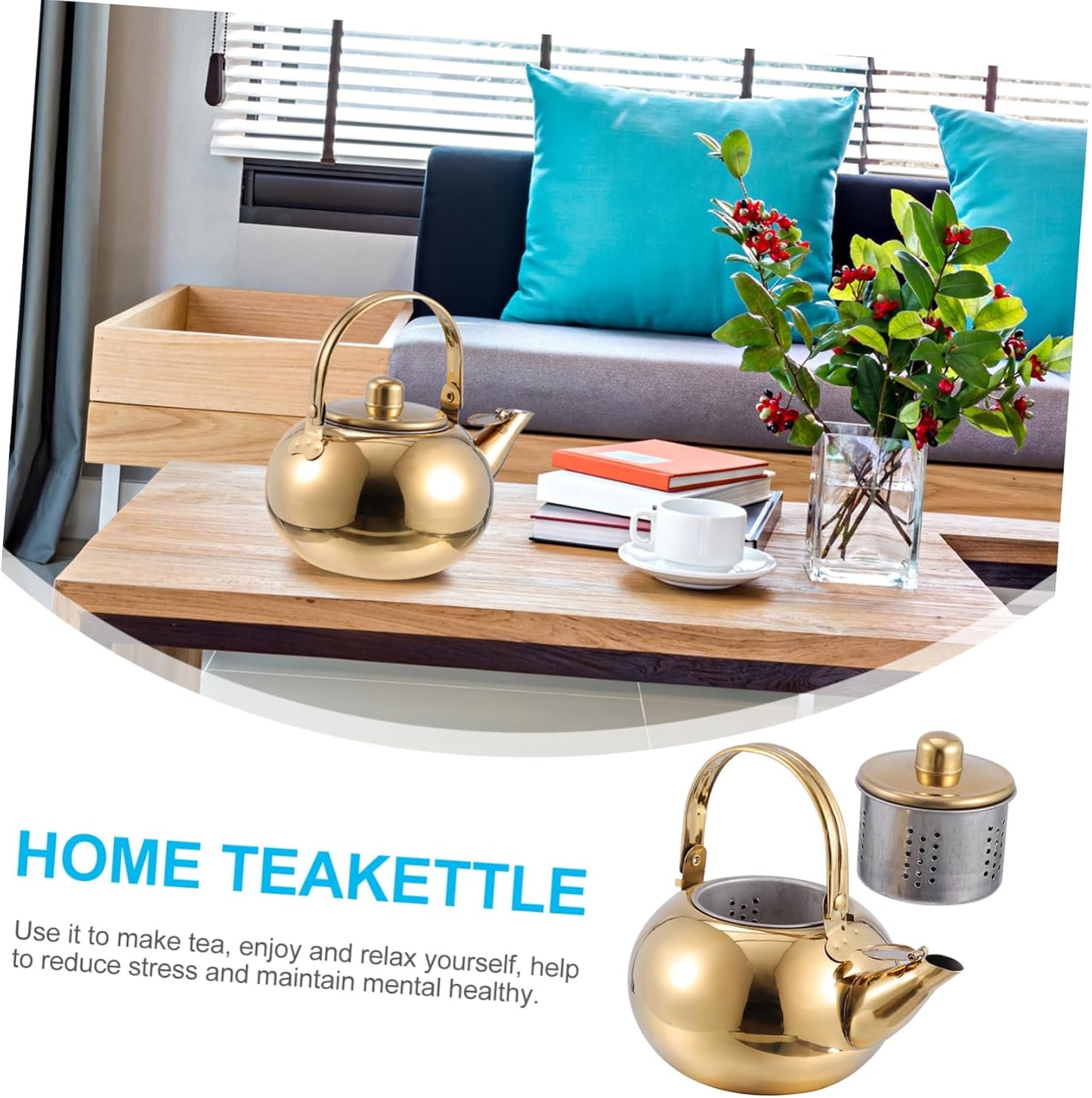 1pc Classic Whistling Teakettle, Stainless Steel Stove Top Kettle with Strainer for Water and Coffee