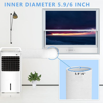LEZIFU Portable Air Conditioner Kit with Hose, Adjustable Window Seal with 5.9 Inch Diameter 59" Length Hose for Vertical/Horizontal Window