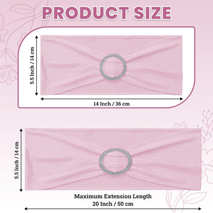 MDS Spandex Chair Sashes - Pack of 50 Elastic Stretch Bows with Buckle Slider for Wedding Decor | Blush Pink