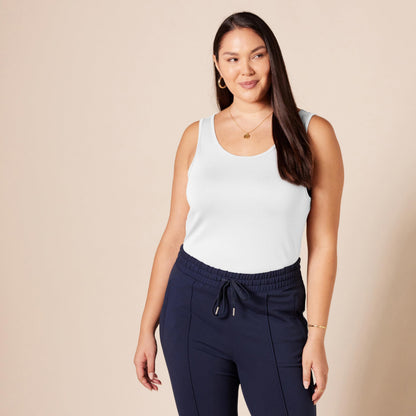 Amazon Essentials Women's Slim-Fit Tank Top, Pack of 2, White, Medium