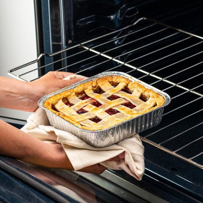 GUSTO 25 Sets 8-Inch Square Foil Pans - Disposable Aluminum Containers with Lids for Baking & Storing