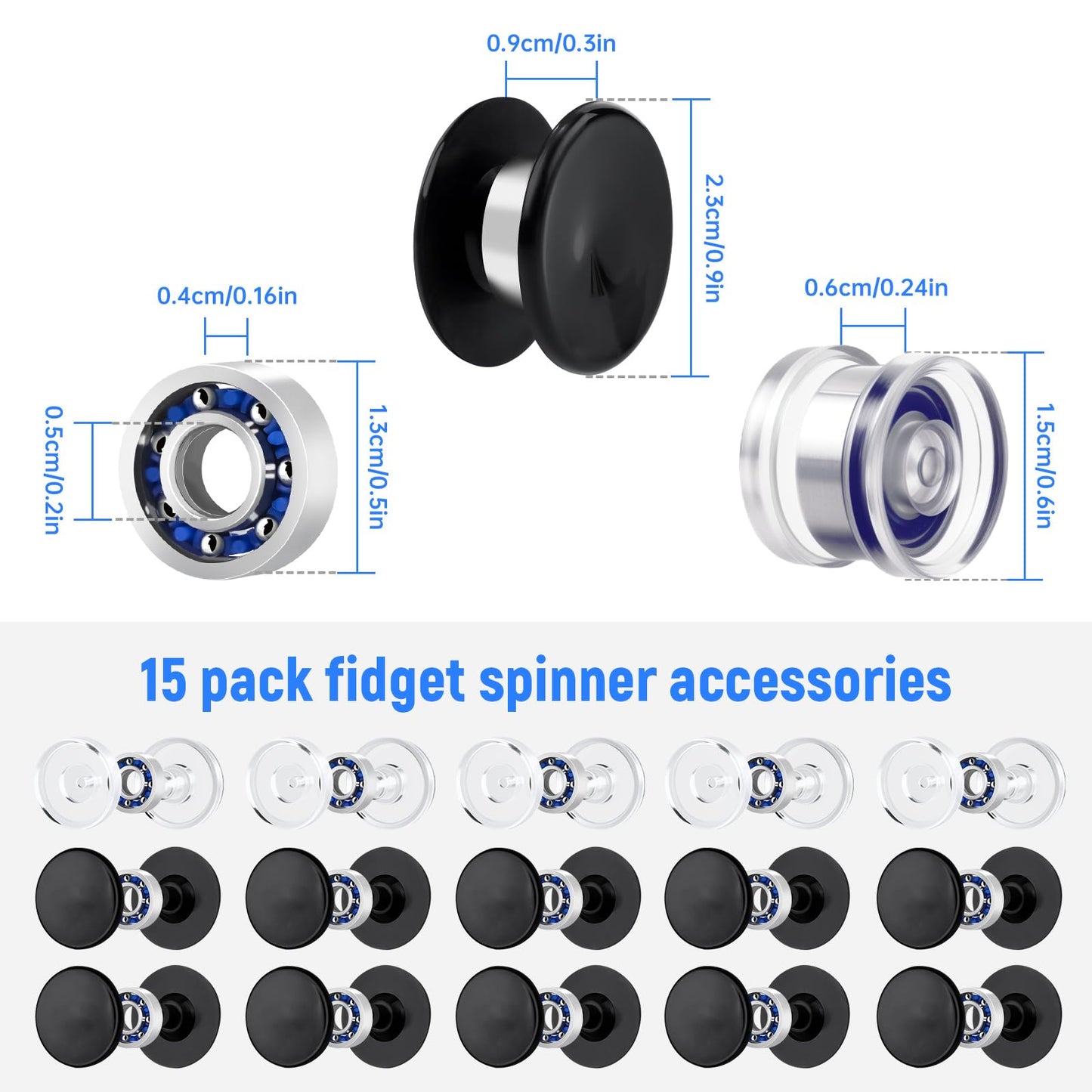NiArt DIY Epoxy Resin Fidget Spinner Molds Set – 5 Holographic Silicone Casting Molds with Rainbow Texture, 15 Bearings, 15 Pairs Plastic Caps & Organizer Box for Handmade Finger Toys & Craft Projects