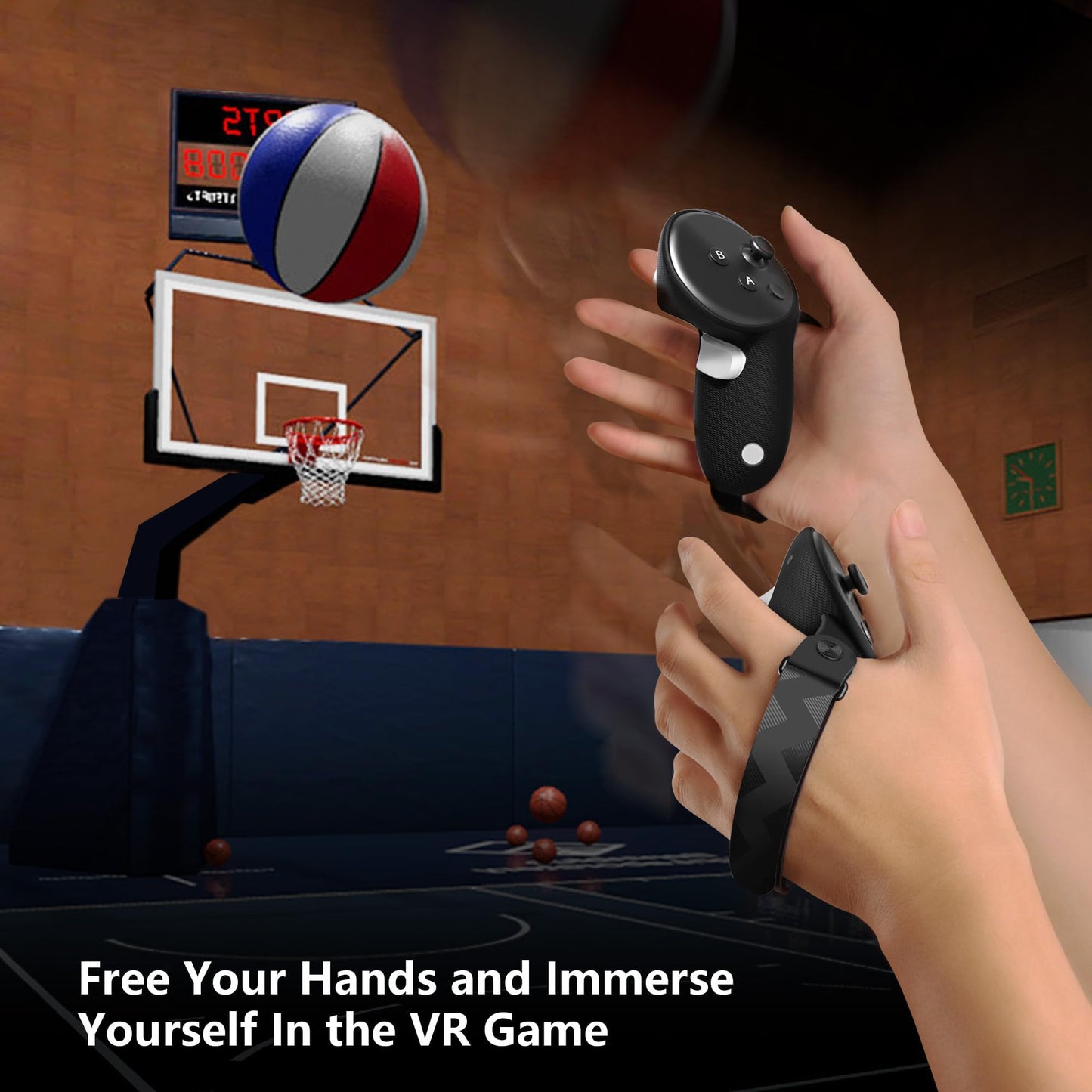 AMVR Upgraded Controller Grips Cover Compatible with Meta/Oculus Quest 3S/Quest 3 Accessories, with Battery Opening Cover and Knuckle Straps Protector