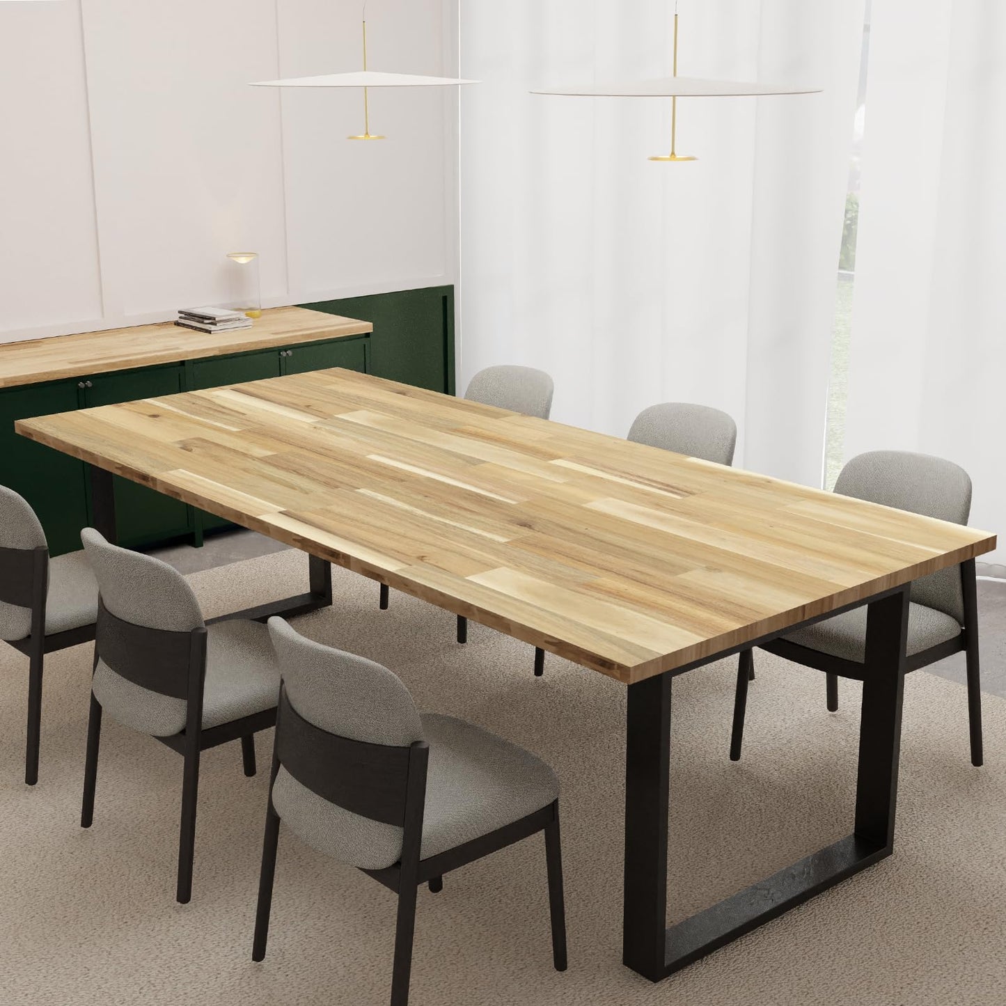 Howizz Acacia Butcher Block Countertop 72 x 36 x 1.5 Inches, Unfinished Solid Wood Table Top for DIY Desk Top, Workbench Top, Kitchen Countertop