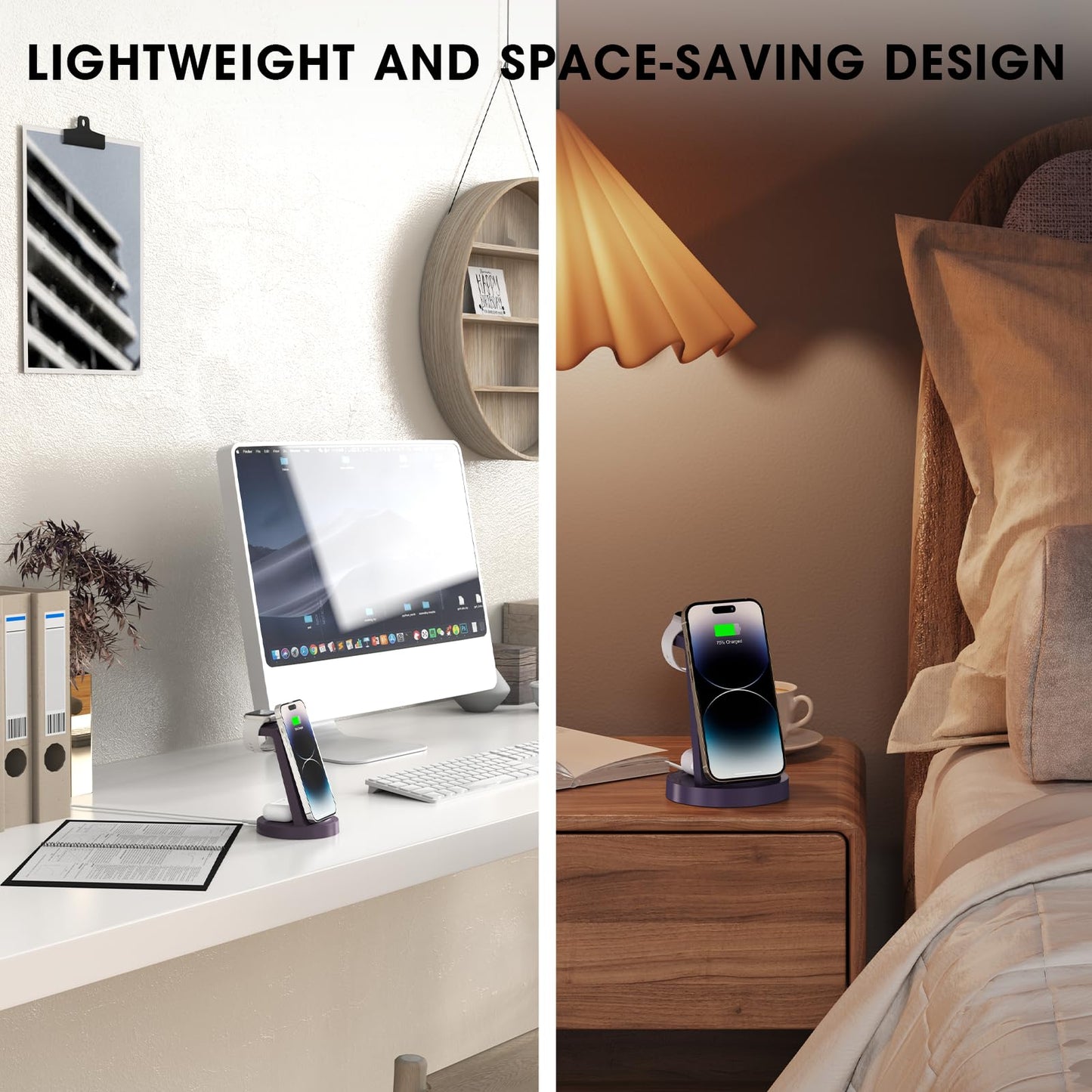 3 in 1 Charging Station for iPhone, Wireless Charger for iPhone 17 16e 16 15 14 13 12 11 X Pro Max & Apple Watch - Wireless Charging Station for AirPods 4 3 Pro