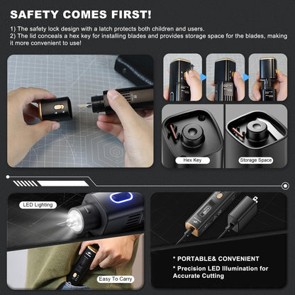 40KHz Ultrasonic Cutter Knife Pro, Handheld Craft Cutting Tool for 3D Prints,PVC,Leather,Plastic,Resin | Includes 50 Replacement Blades & Display Case | Multifunctional Sonic Knife for DIY,Modeling