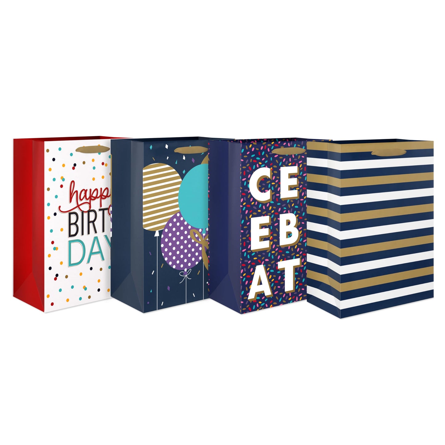 American Greetings 10" Medium Gift Bags for Birthdays and Celebrations (4-Bags)