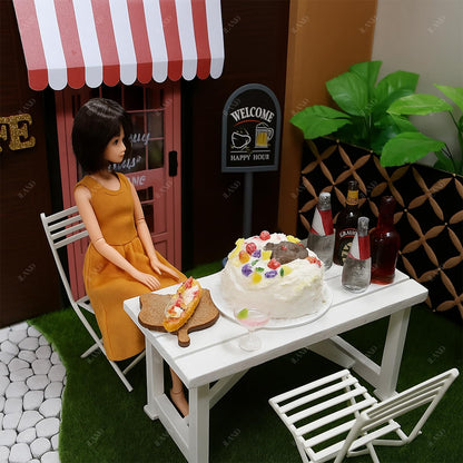 iLAND Dollhouse Furniture of Wooden Table for Doll House Garden Decor, Miniature Dollhouse Accessories Tiny Table Model on 1/12 Scale