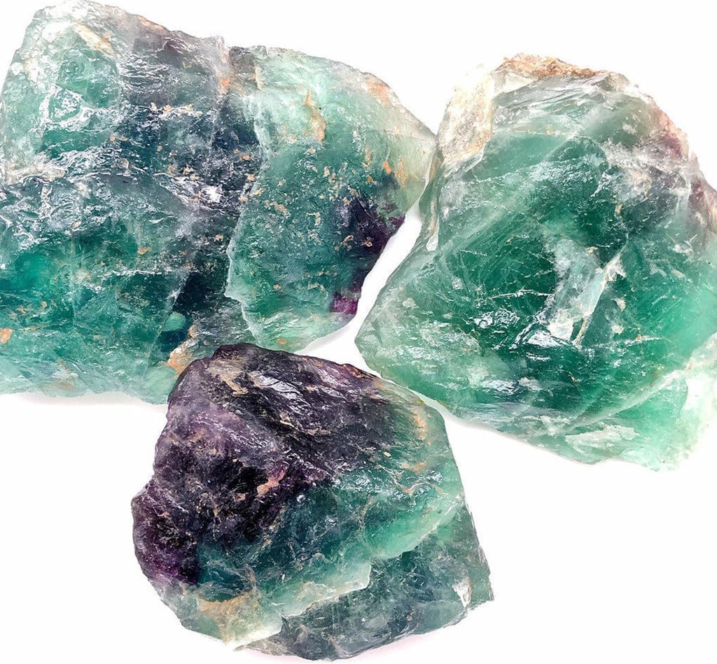 Simurg Raw Fluorite Stone 1lb ''A'' Grade Rainbow Fluorite Rough Crystal ‌Aroma Stone - Green Fluorite Rocks for Cabbing, Tumbling, Cutting, Lapidary, Polishing, Reiki Crystal Healing