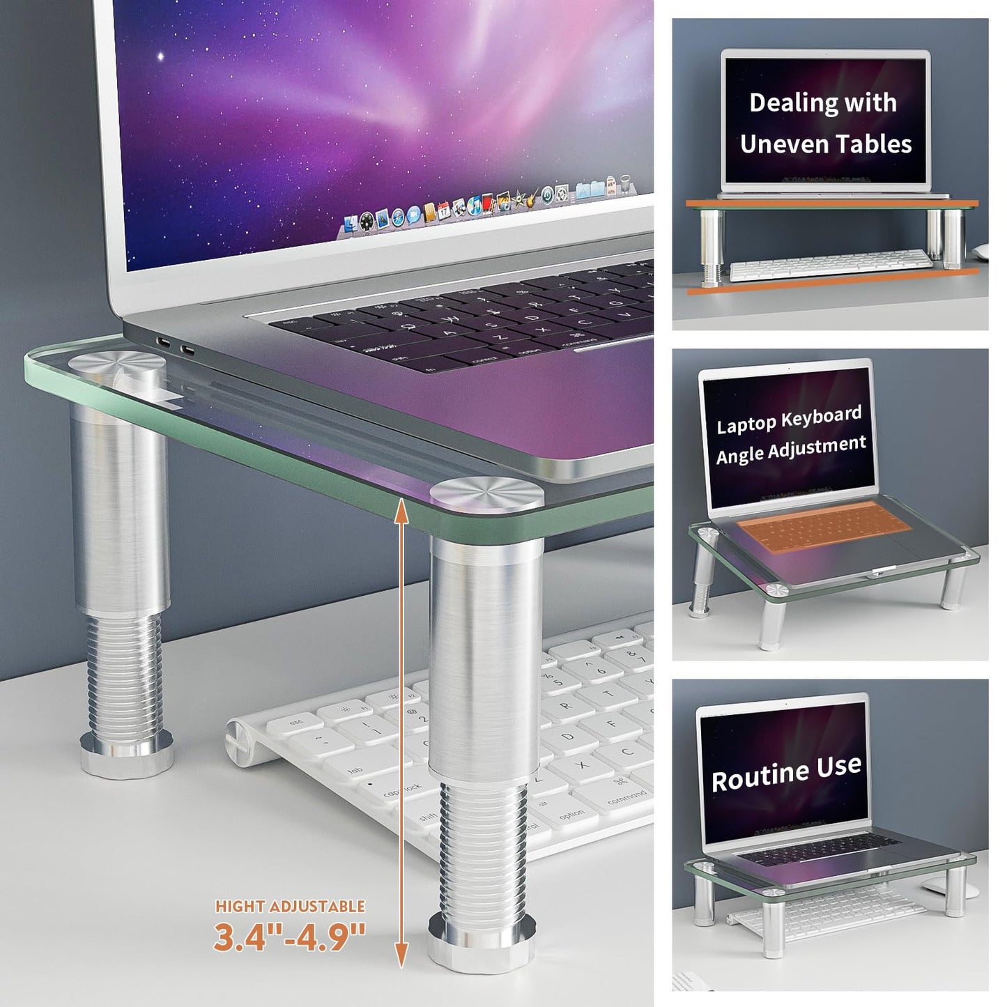 2 Pack Computer Monitor Riser with Height Adjustable Multi Media Desktop Stand for Flat Screen LCD LED TV, Laptop/Notebook/Xbox One