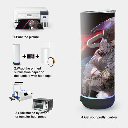 sweet grain Music Speaker Tumbler(4Pack) - Sublimation Tumbler 20 oz Skinny Straight with Speaker, Straw & USB Charging Cable, Sublimation Speaker Cups - Black