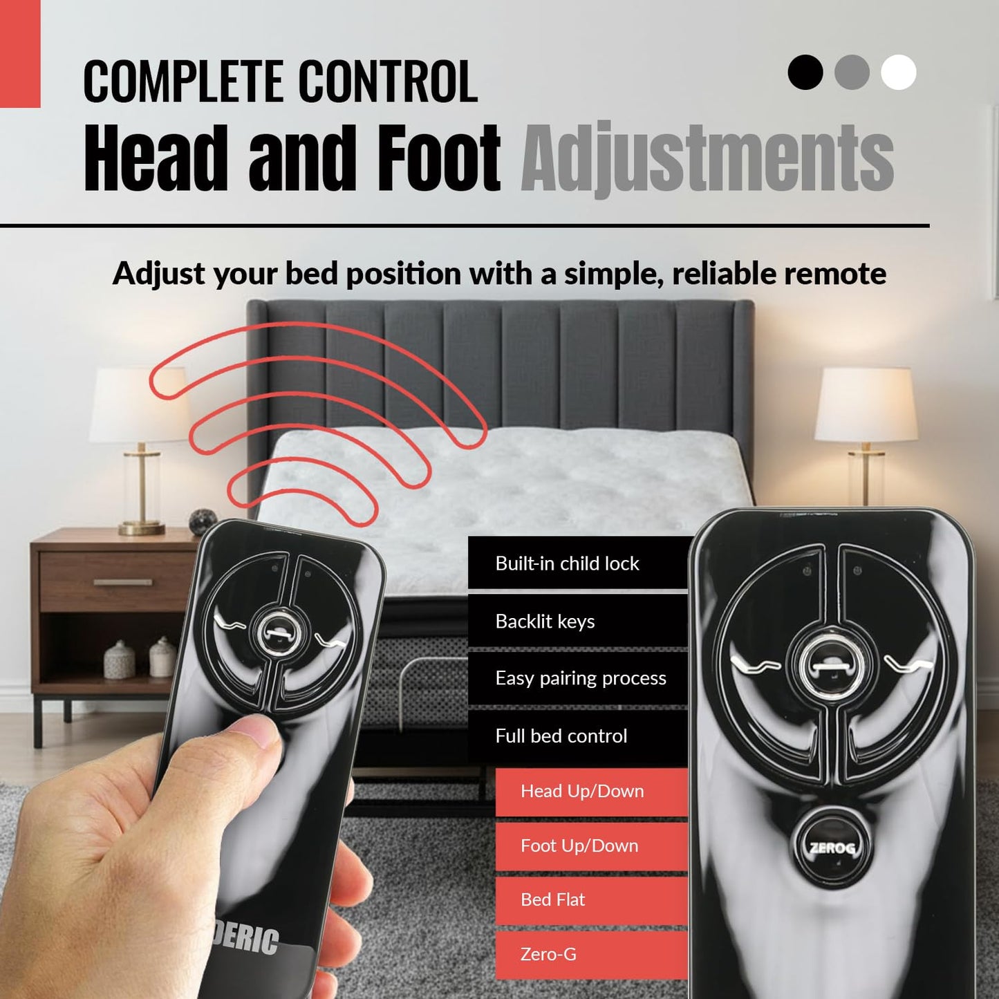 ANDERIC RF399A / RF368B for Sealy Ease Adjustable Bed Base Frames Remote Control | Works Sealy Ease Ergo 2.0, Ease 3.0, Ease 4.0 | Serta Motion Essentials 3rd Gen | Beautyrest SmartMotion Base 1.0
