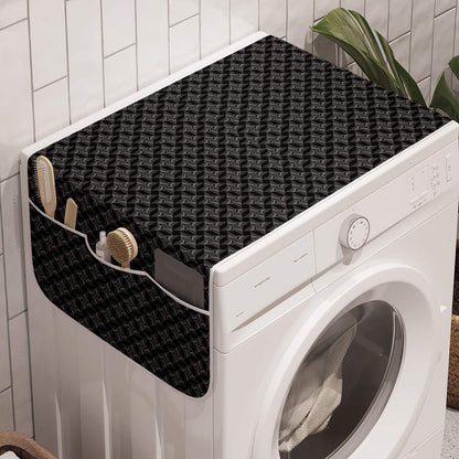Ambesonne Charcoal Washing Machine Organizer Pack of 2, Anti-Slip Cover for Washers Dryers, 47" x 18.5", Grey