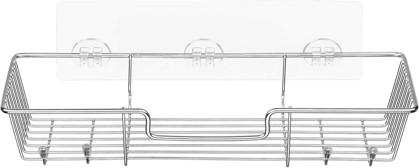 iPEGTOP Adhesive Shower Caddy Bathroom Shelf with Hooks for Shampoo Conditioner, No Drilling