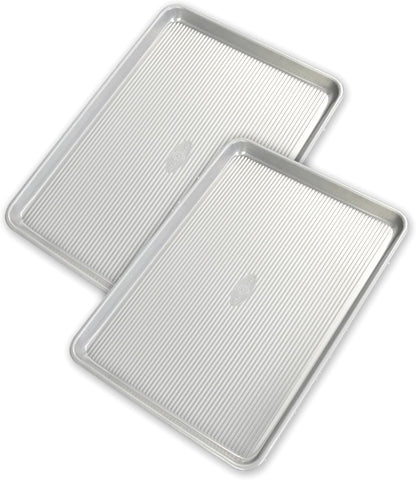 USA Pan Nonstick Aluminum Half Sheet Pan Set - Durable & Versatile Baking Trays, 2-Pack