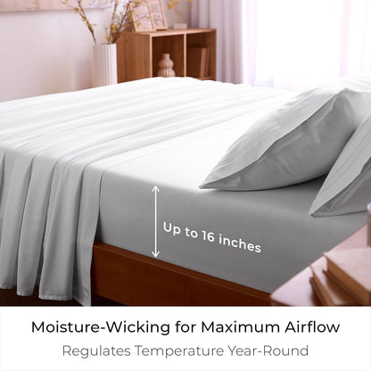 Mellanni King Sheet Set | 6-Piece Iconic Collection - Extra Soft, Cooling, 16-Inch Deep Pocket - White