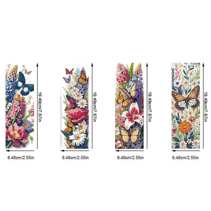 4pcs Butterfly Diamond Art Bookmarks,Flowers Diamond Painting Bookmark Kits for Adult,DIY Gem Art Small Crafts with Rhinestone Tassel,Paint by Diamonds for Birthday Reader Gifts(Butterfly02)