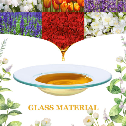 HOMSFOU 2pcs Replacement Round Clear Glass Dish, Wax Melt Candle Plate Tray Lid for Aroma Lamp, Electric Oil Tart Warmer