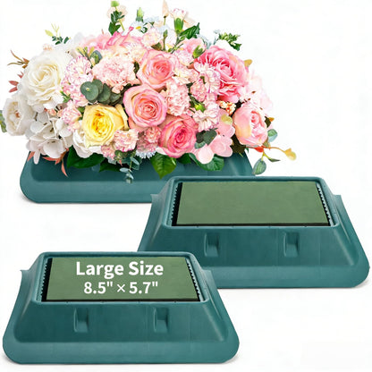 Jowgut 3 Pack Floral Foam with Bowl Kit, 12.8"L × 11.2"W × 2.8"H Large Rectangle Flower Arrangement Base Casket Saddle, Plastic Flower Foam Blocks Funeral Supplies for Table Party Wedding Festival