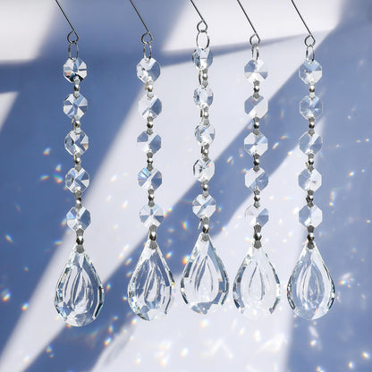 Sun Catchers with Crystals, 6Pcs Hanging Crystals Suncatchers for Windows, Clear Suncatchers Prisms Glass Pendant for Chandeliers, Garden, Christmas Tree Decor