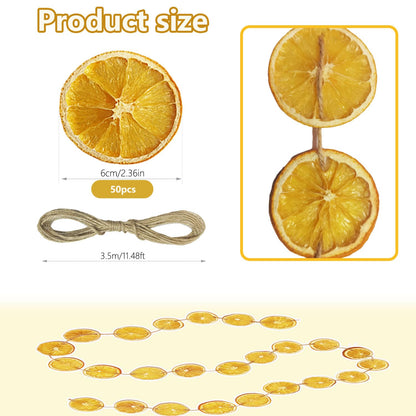 Dried Orange Slices Bulk Natural Orange Fruit Slices with Jute Rope Christmas Tree Decorations DIY Craft Ornaments Hanging Garland Wreath Making Supplies for Xmas Holiday Farmhouse Rustic Decor