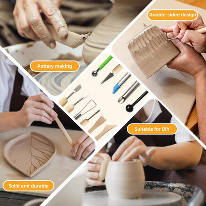 Mepubby 38 Pcs Pottery Tools & Air Dry Clay Tools Kit – Modeling Tools Set for Carving, Shaping, Molding & Crafting – Ideal for Polymer Clay, Ceramic, Air Dry Clay – for Beginners, Hobbyists, Artists