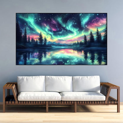 ijbnhd Large Diamond Painting, Aurora Large Diamond Art Kits for Adults, Full Drill Round Big Diamond Painting, DIY Gem Art and Crafts for Home Wall Decor Gift 27.5 X 15.7inch