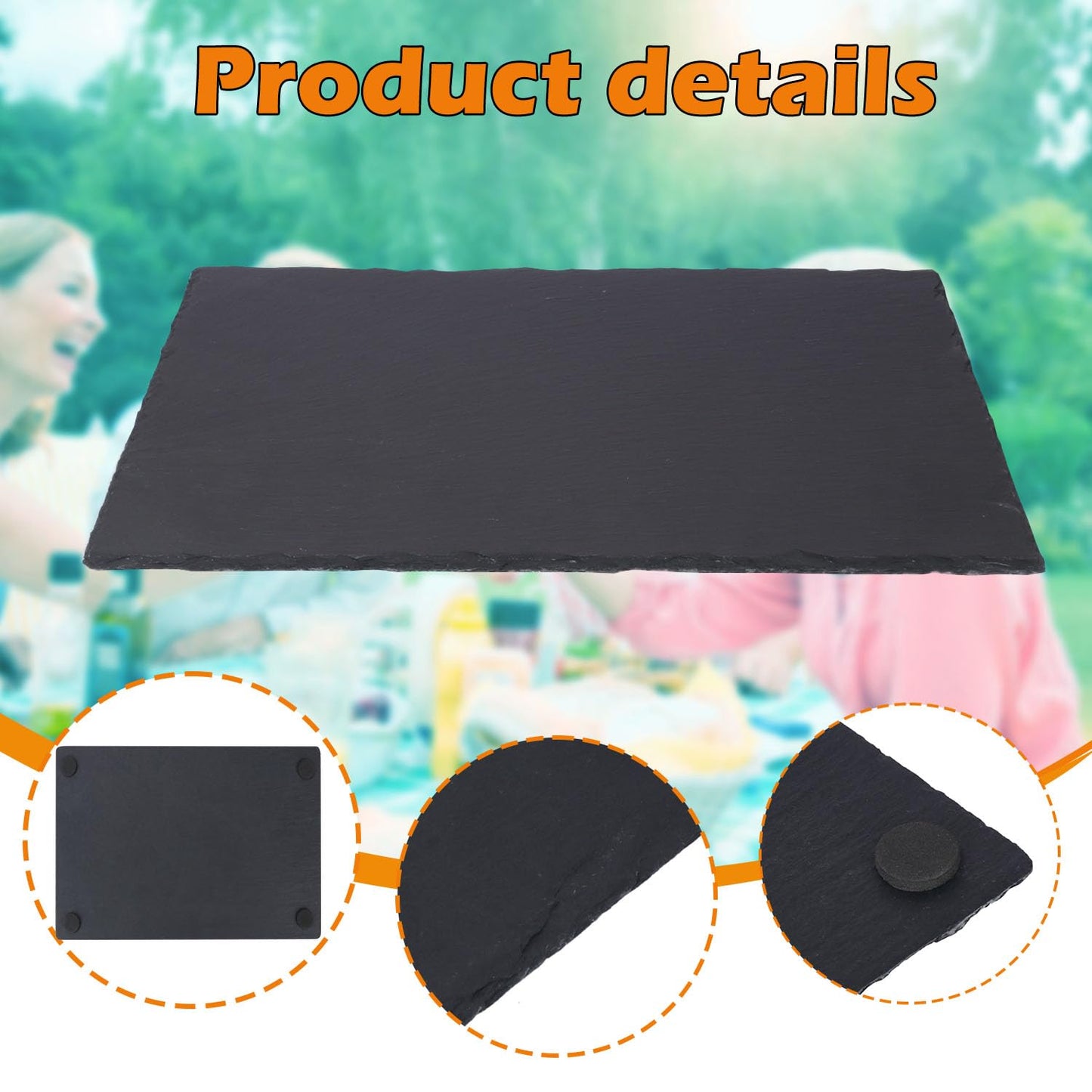 IHDYPPEW 3 Pack 12 x 16 Inch Slate Cheese Boards, Black Square Slate Charcuterie Boards, Natural Charcuterie Stone Plates for Parties, Gifts, and Special Events, Cheese, Sushi, Food.