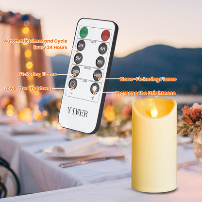 YIWER Plastic Candles with Remote,Flameless LED Candle Powered by Batteries with Remote Control Electric Fake Flickering Light D 3”H 4”5”6” Pack of 6