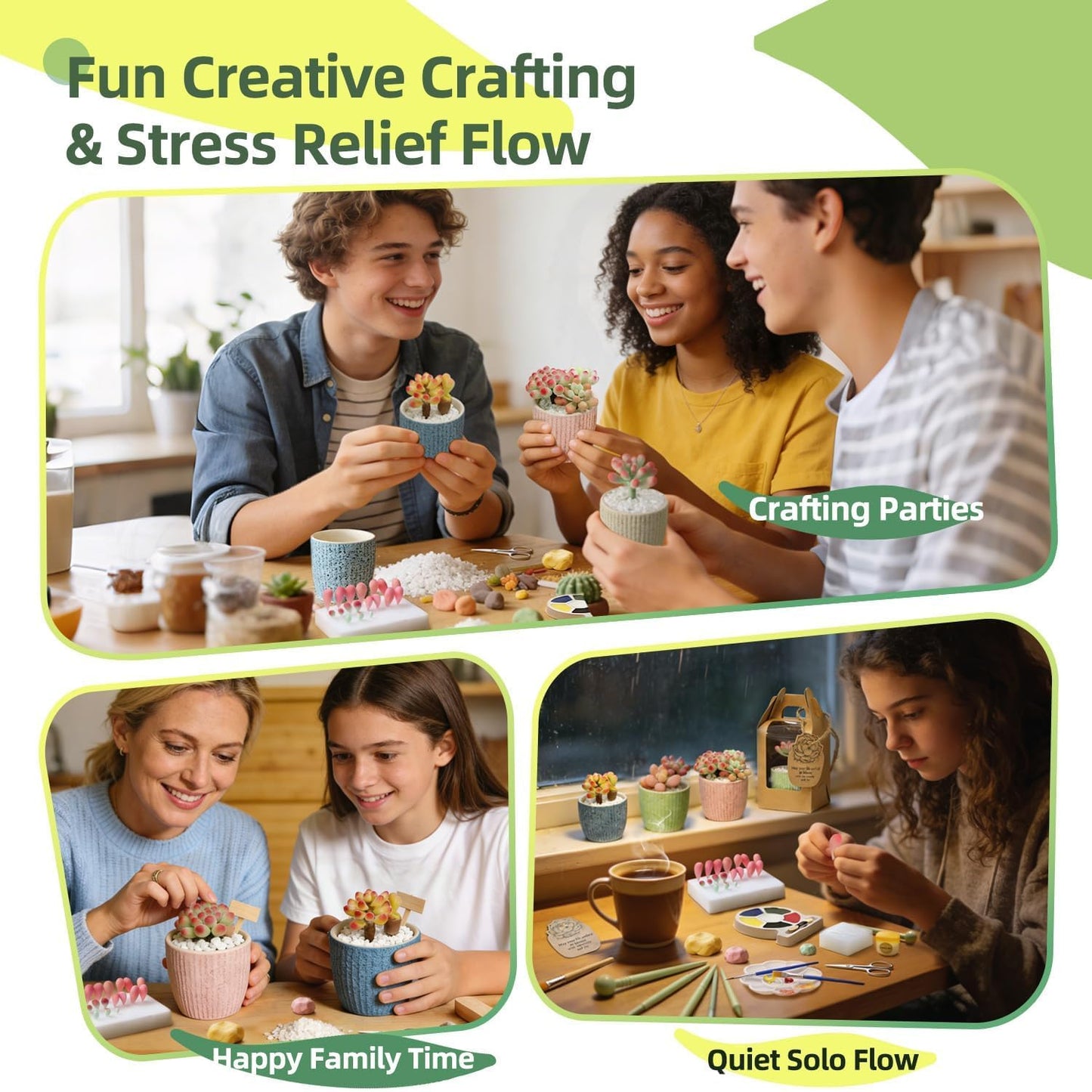 Microland Craft Kits for Teens Crafty Clay Kit for Succulents Flower Making Fun Adult Activities of Arts and Crafts Art Therapy Crafting Set Creative Gifts for Women Teen Girls Artist Gifts for Mom