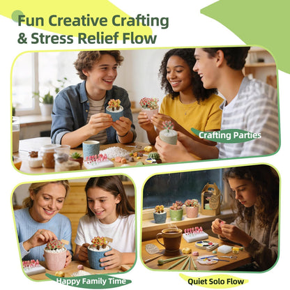 Microland Craft Kits for Teens Crafty Clay Kit for Succulents Flower Making Fun Adult Activities of Arts and Crafts Art Therapy Crafting Set Creative Gifts for Women Teen Girls Artist Gifts for Mom