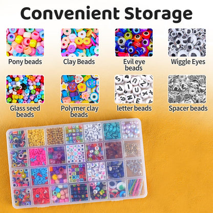 Eppingwin 28 Grids Bead Organizer, Craft Organizers and Storage, Acrylic Organizers, Plastic Bead Organizer Box for Crafts Organizing Storing (4 Pack)