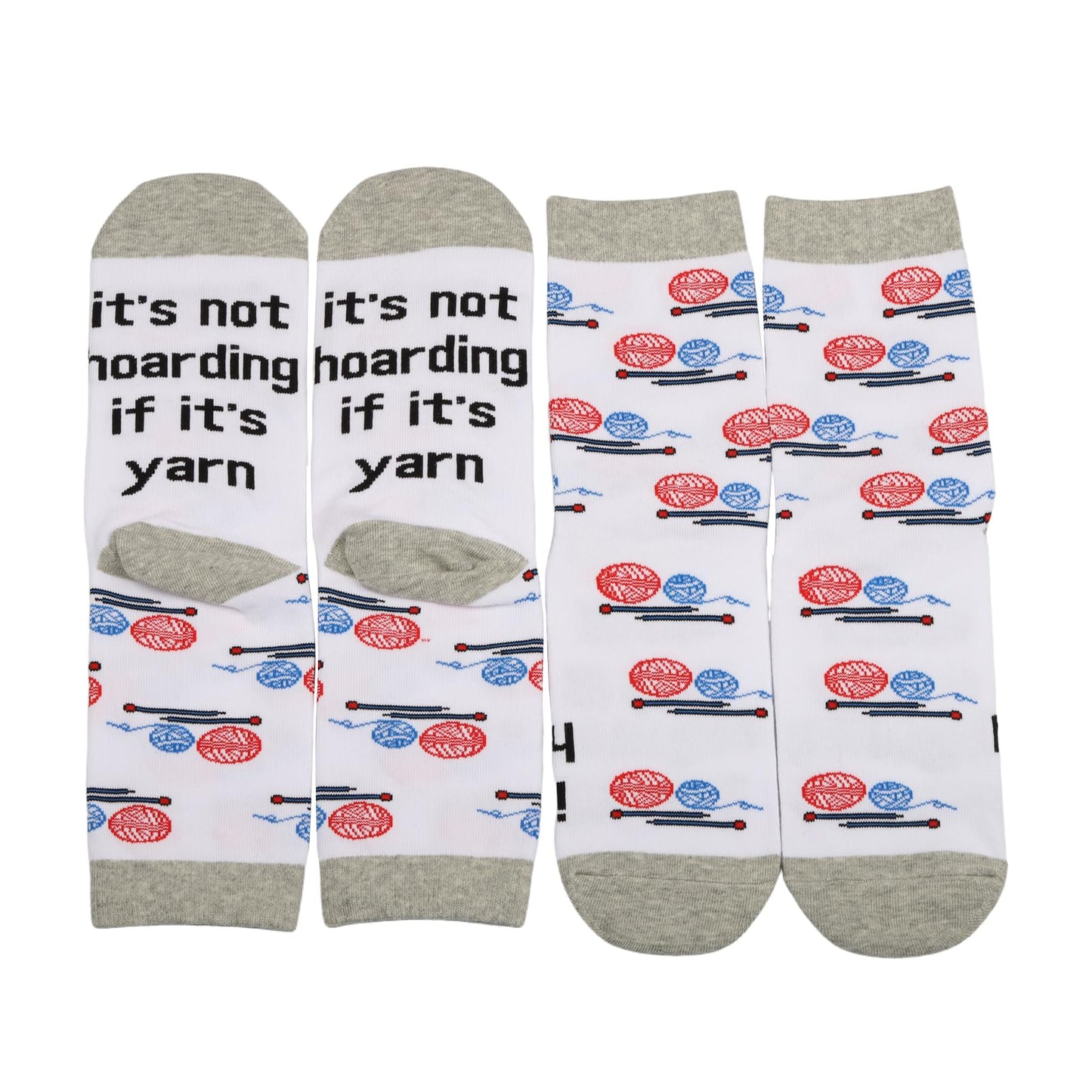 MBMSO Knitting Socks Crochet Yarn Gifts It's Not Hoarding If It's Yarn Socks Knitting Lovers Gift for Crocheter Sewing Socks (Cotton, Yarn Socks)